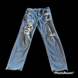 American eagle super distressed mom jeans